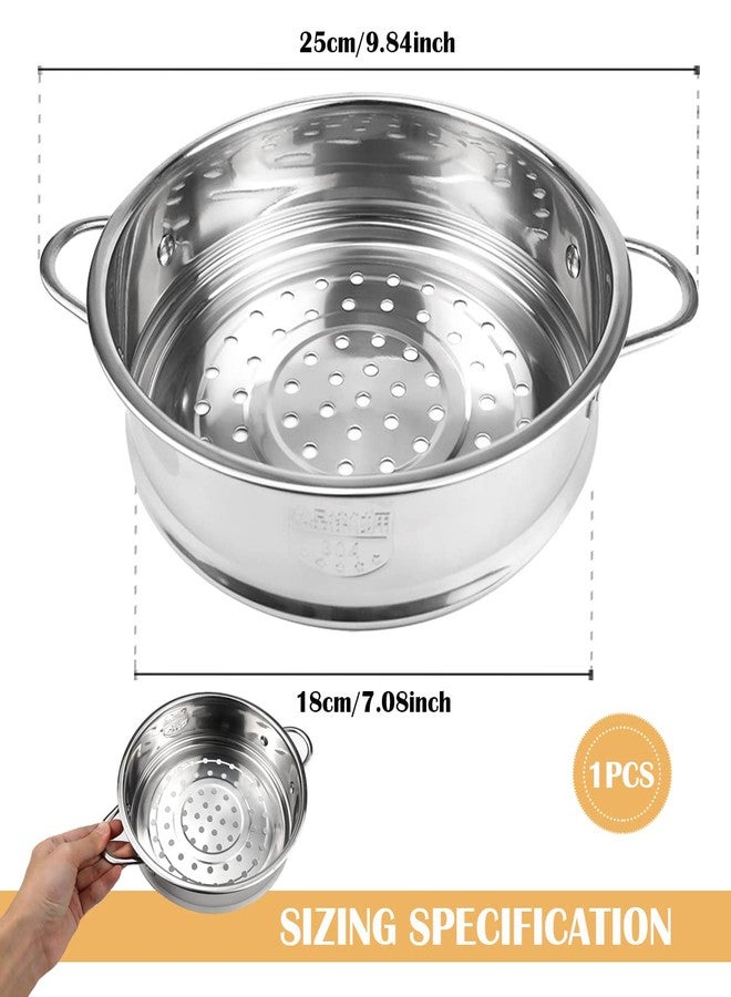 LCJAOF Stainless Steel Steamer Pot - 7 Inches Round with Cooking Rack and Food Steamer Basket Insert for Kitchen Dim Sum Dumplings Bun (Silver, 18cm/7in) - Image 2